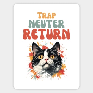 Groovy Trap Neuter Return Cat Design - Supporting Feral Cats' Welfare Magnet